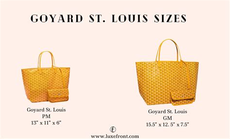 goyard saint louis tote pm|goyard tote bag size comparison.